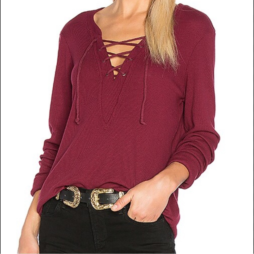 Michael Stars Maroon Red Long Sleeve Top size OS